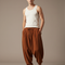 Pantalon Baggy Côtelé Marron Ample Décontracté Homme - Cordé