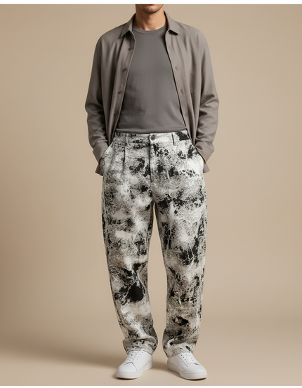 Pantalon Baggy Imprimé Abstrait Ample Décontracté Homme - Coton