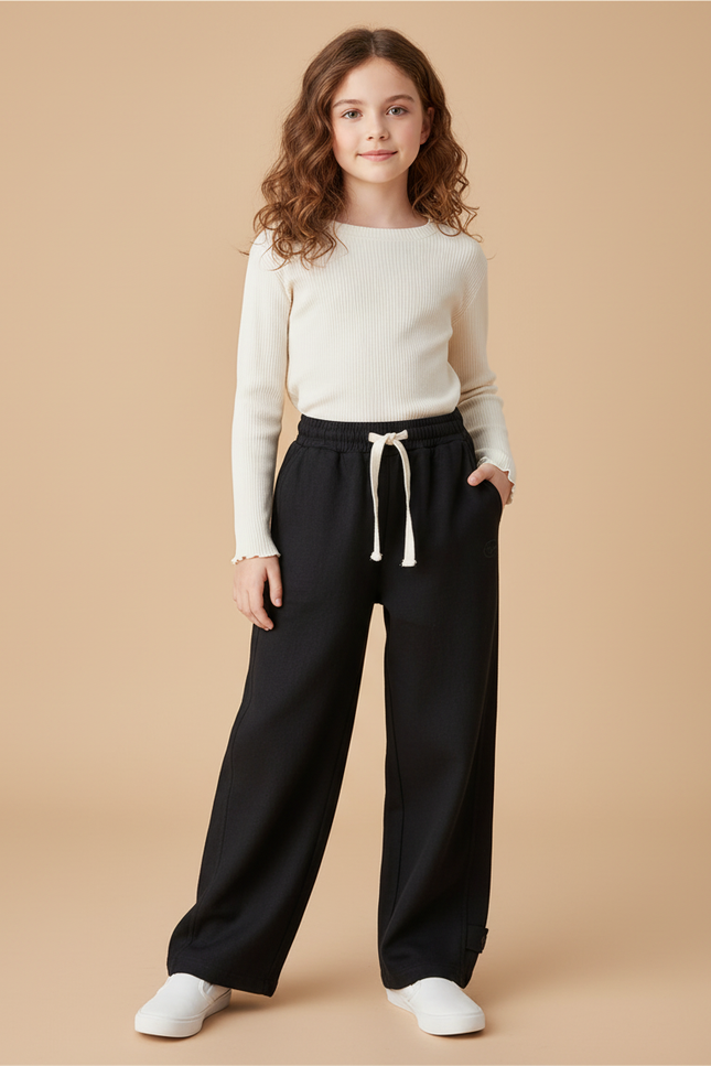 Pantalon Baggy Noir Ample Molleton Confortable Enfant