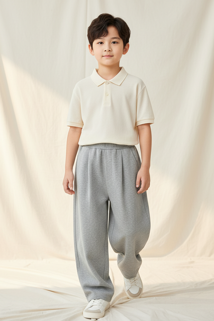 Pantalon Baggy Coton Gris Ample Enfant Sport - Molleton