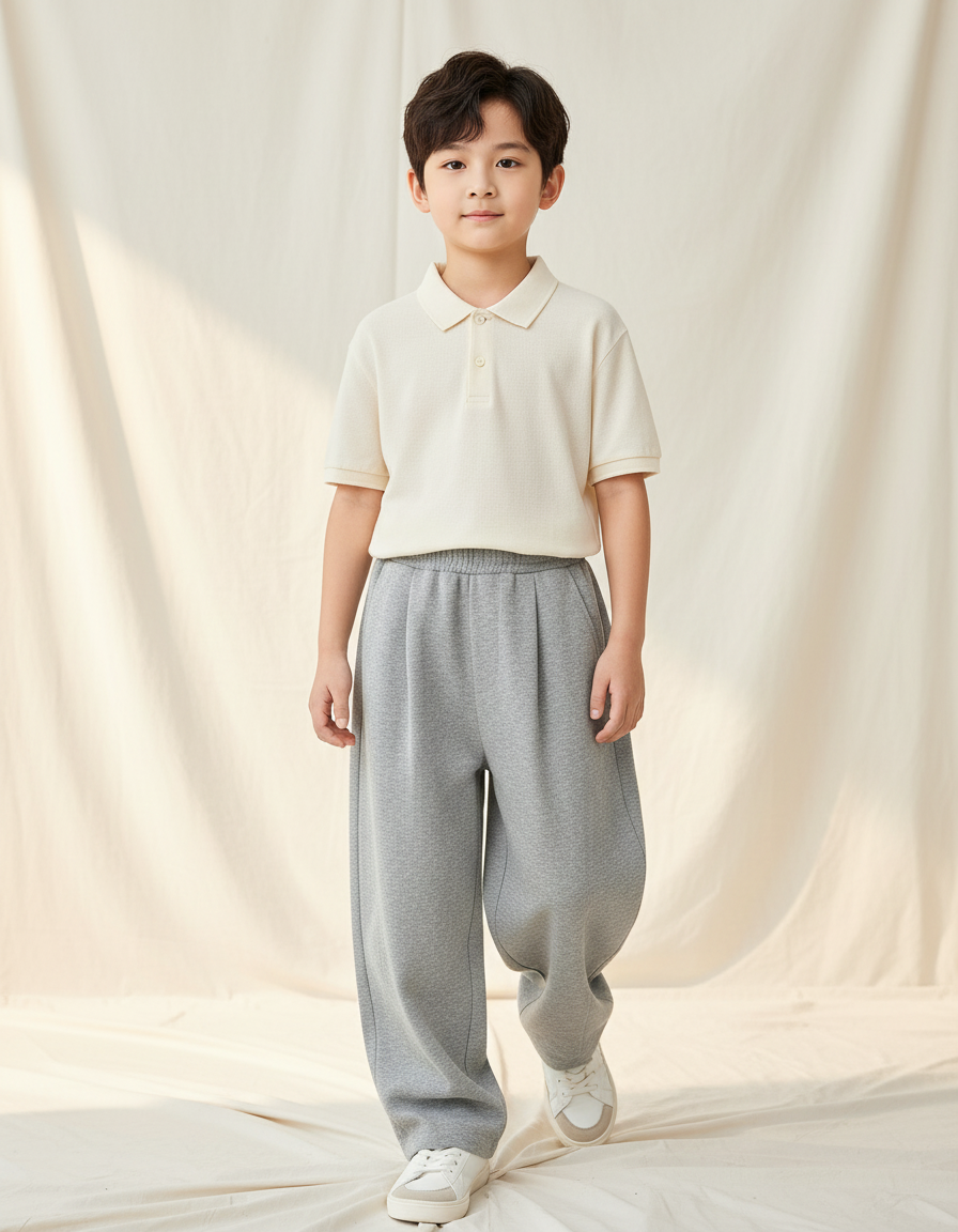 Pantalon Baggy Coton Gris Ample Enfant Sport - Molleton