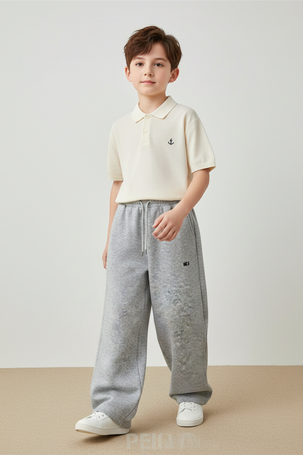 Pantalon Baggy Gris Coton Ample Garçon Décontracté - Molleton