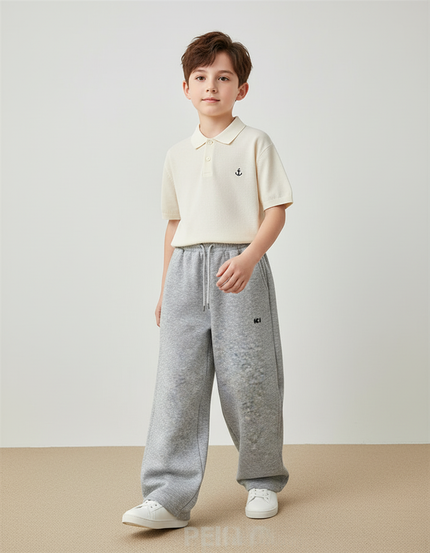 Pantalon Baggy Gris Coton Ample Garçon Décontracté - Molleton