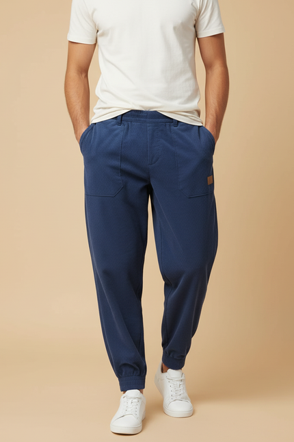 Pantalon Baggy Côtelé Bleu Décontracté Ample Homme - Marine Cordé