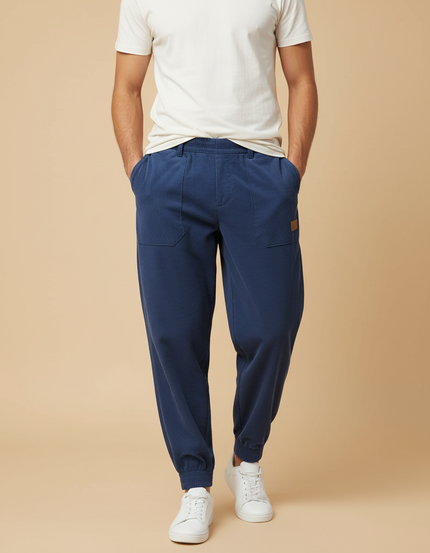 Pantalon Baggy Côtelé Bleu Décontracté Ample Homme - Marine Cordé