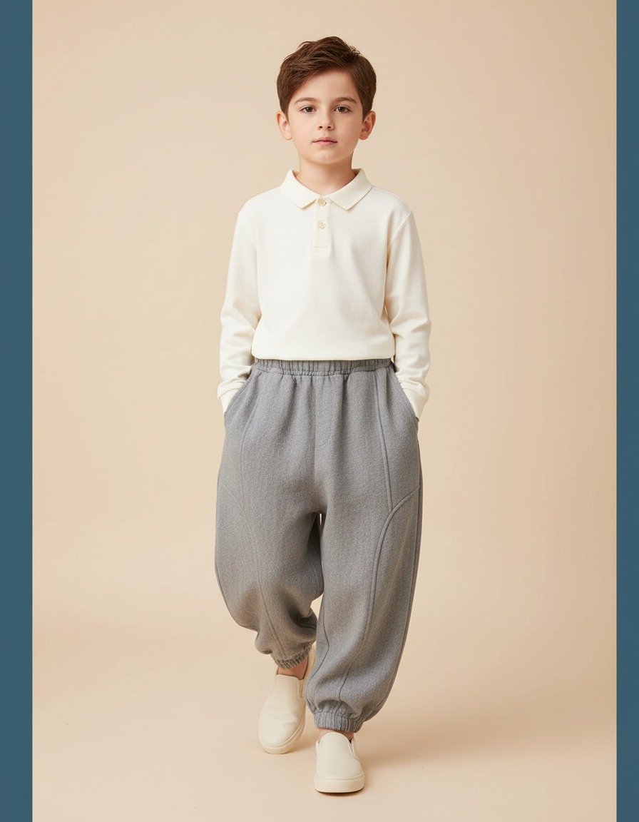 Pantalon Baggy Gris Ample Confortable Garçon - Molleton