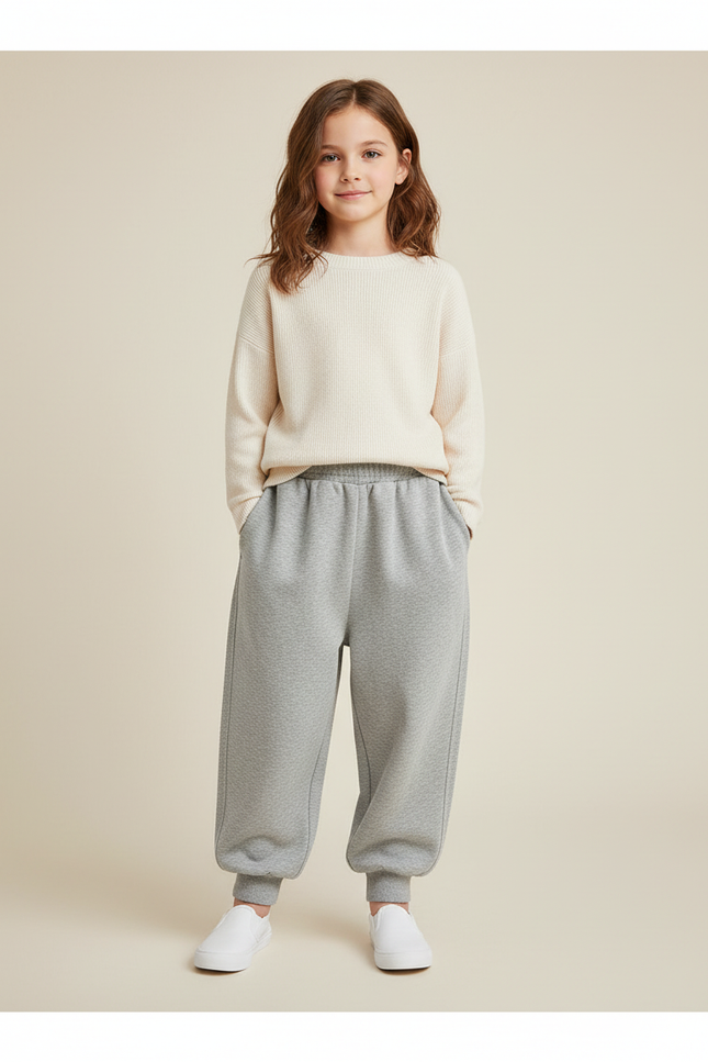 Pantalon Baggy Gris Ample Molleton Enfant