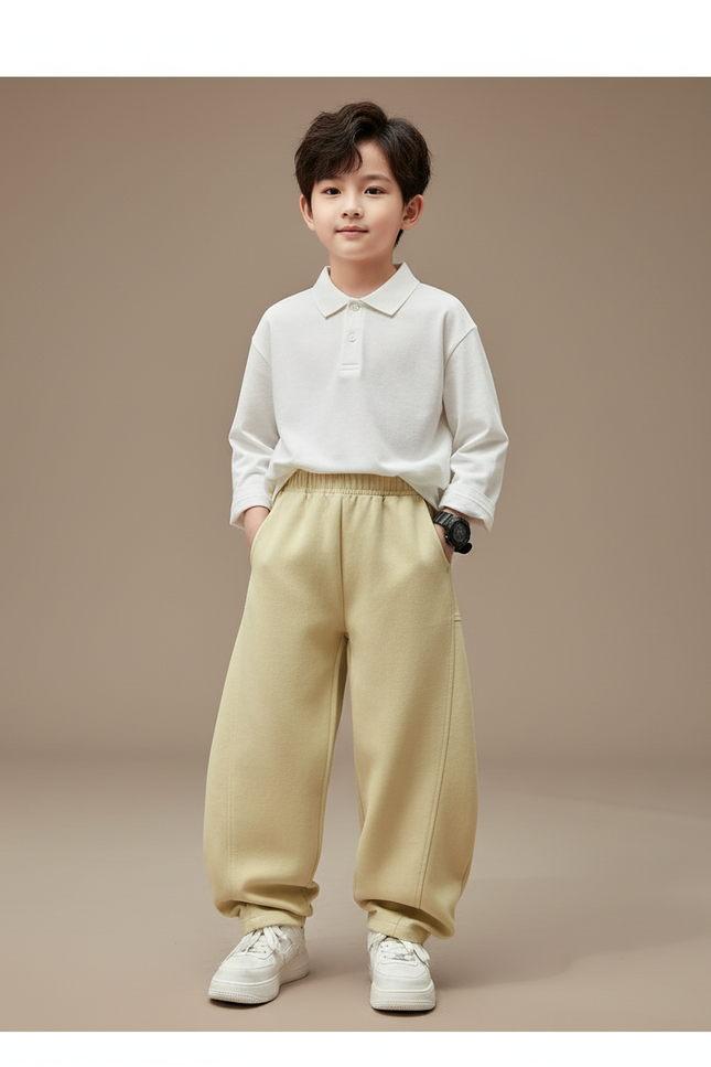 Pantalon Baggy Jaune Ample Décontracté Enfant Coton - Molleton