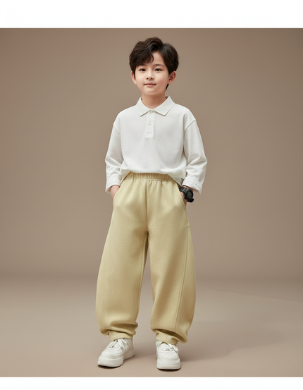 Pantalon Baggy Jaune Ample Décontracté Enfant Coton - Molleton