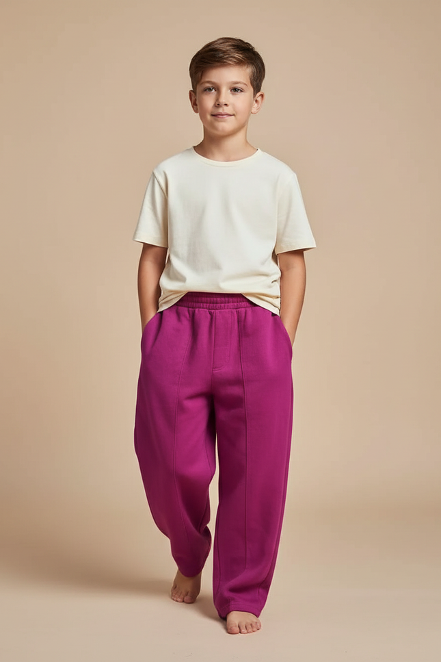Pantalon Baggy Fuchsia Ample Molleton Enfant - Rose