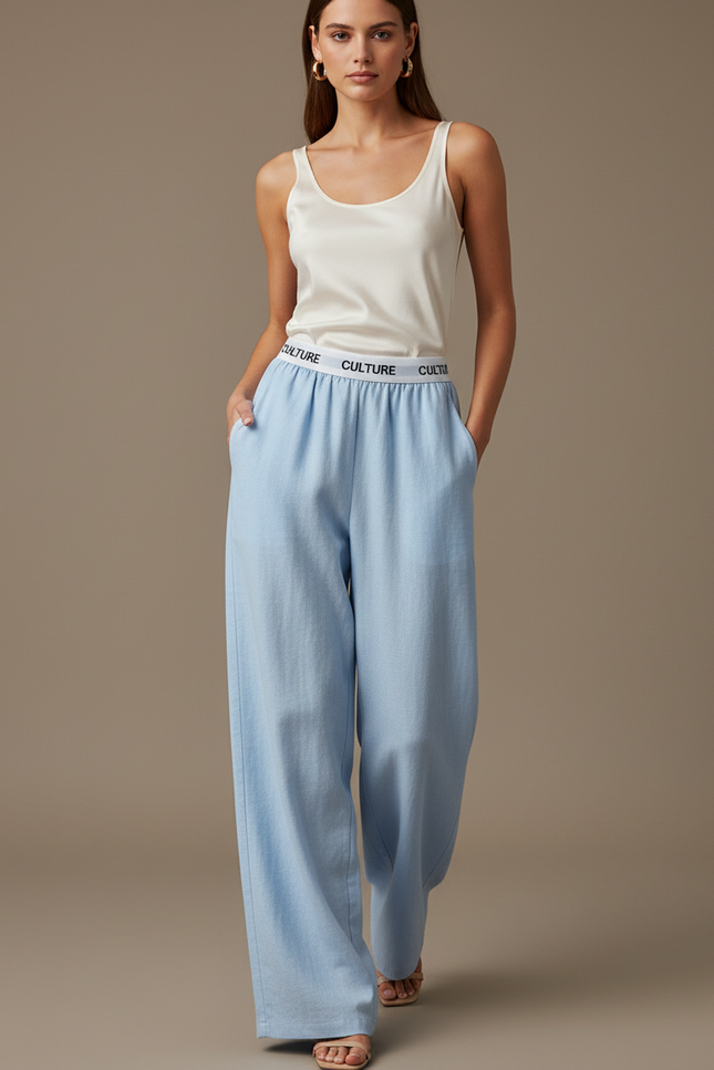 Pantalon Baggy Bleu Clair Ample Confortable CULTURE Femme - Coton