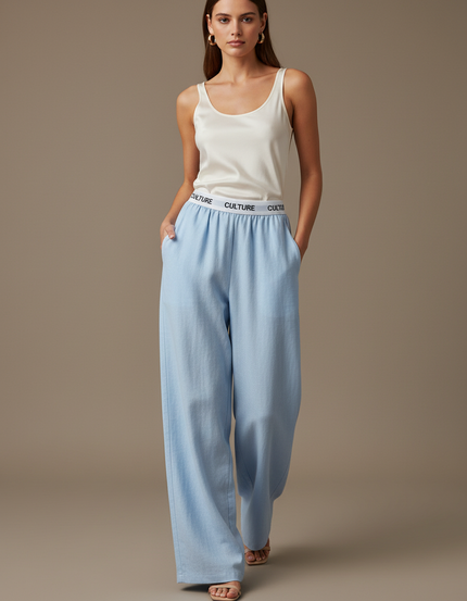 Pantalon Baggy Bleu Clair Ample Confortable CULTURE Femme - Coton