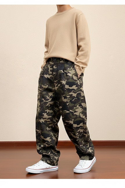 Pantalon Baggy Camouflage Ample Vert Militaire - Toile