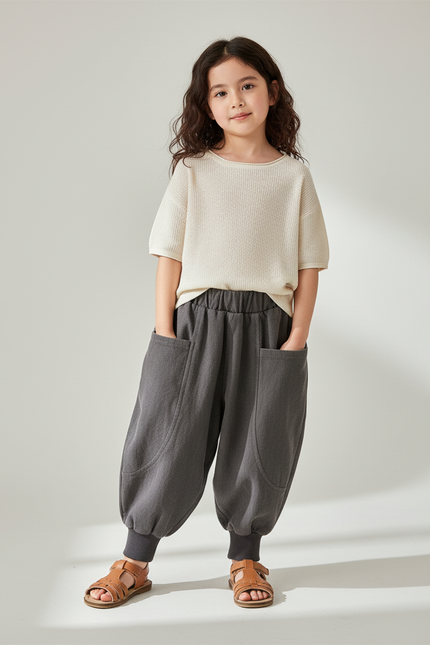 Pantalon Baggy Gris Coton Ample Unisexe Décontracté - Molleton