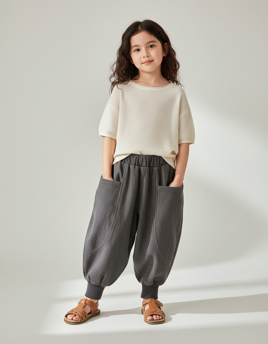 Pantalon Baggy Gris Coton Ample Unisexe Décontracté - Molleton