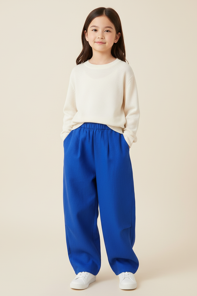 Pantalon Baggy Bleu Royal Ample Fluide Enfant - Molleton