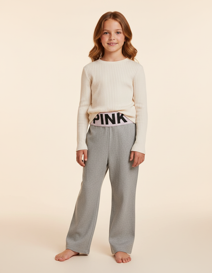 Pantalon Baggy Gris Confortable Molletonné Décontracté Fille