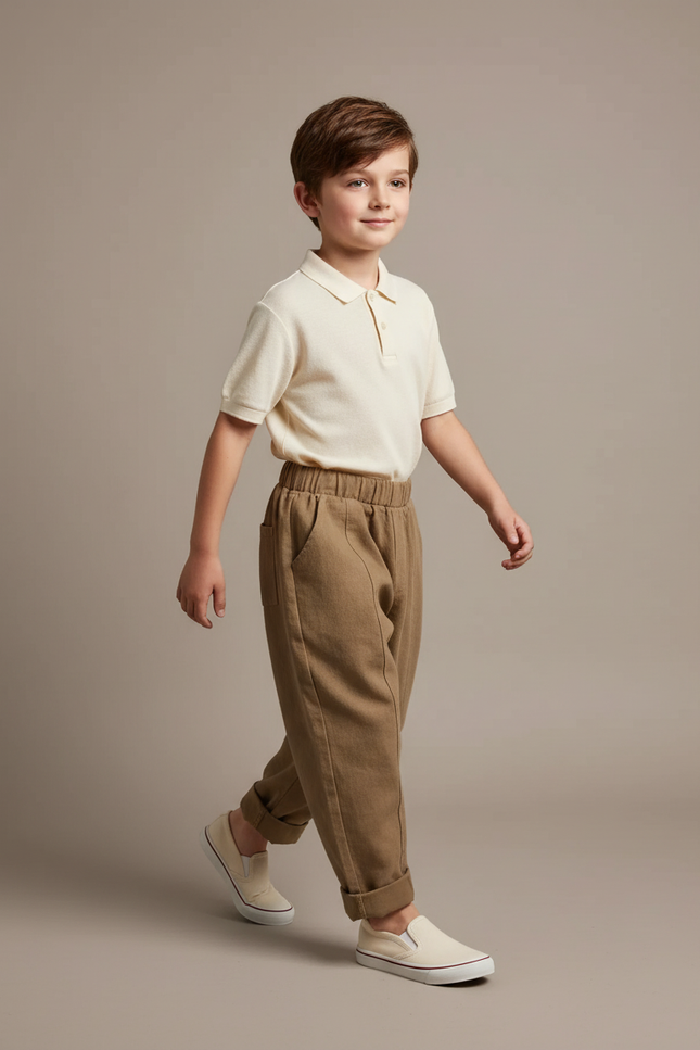 Pantalon Baggy Marron Ample Coton Casual Enfant - Molleton
