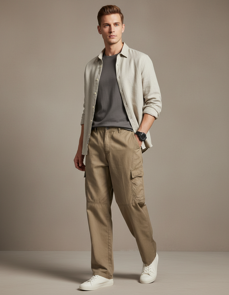 Pantalon Beige Baggy - Toile