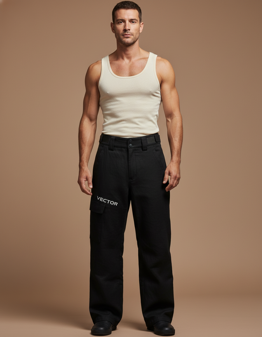 Pantalon Baggy Noir Ample Homme Cargo VECTOR - Toile