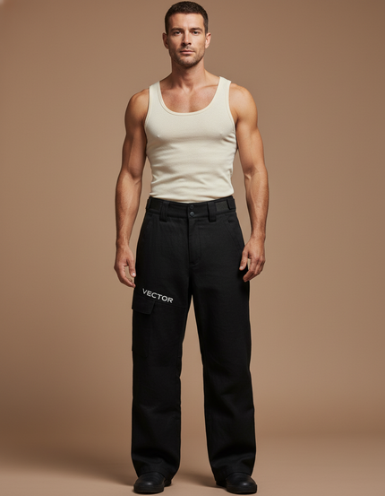 Pantalon Baggy Noir Ample Homme Cargo VECTOR - Toile