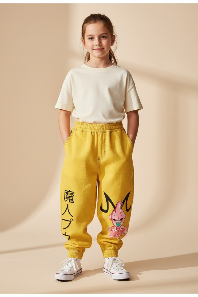 Pantalon Baggy Jaune Coton Ample Majin Buu Enfant Décontracté