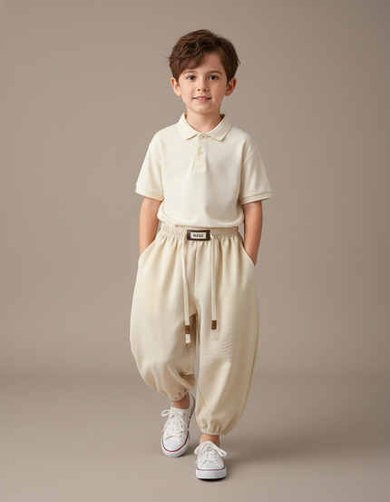 Pantalon Baggy Beige Ample Coton Enfant Sport