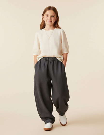 Pantalon Baggy Gris Foncé Ample Confortable Enfant - Lin