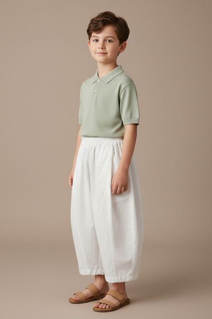 Pantalon Baggy Blanc Ample Coton Enfant Décontracté