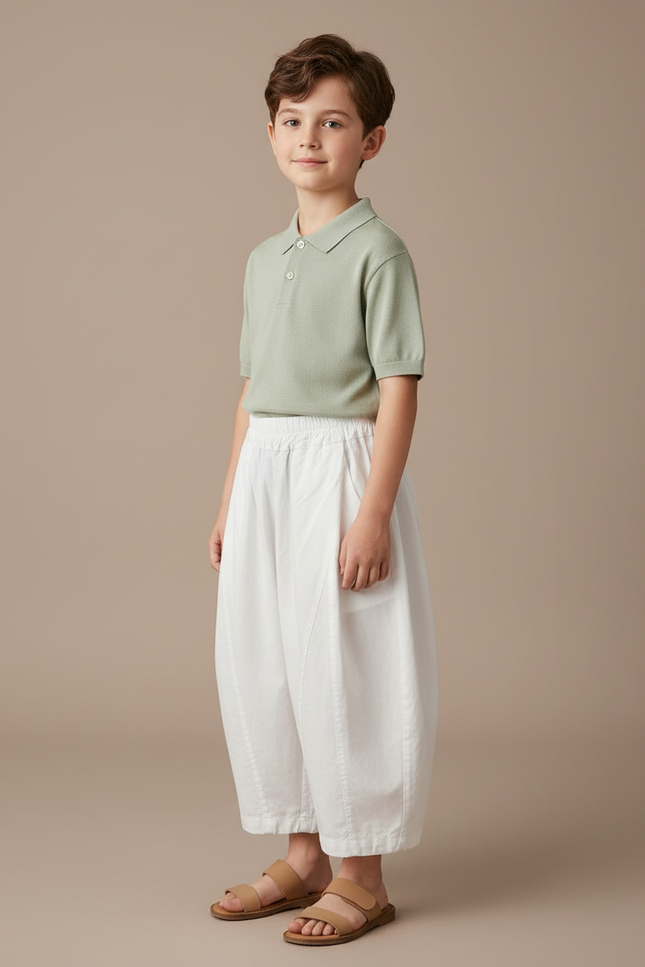 Pantalon Baggy Blanc Ample Coton Enfant Décontracté