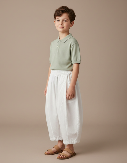 Pantalon Baggy Blanc Ample Coton Enfant Décontracté