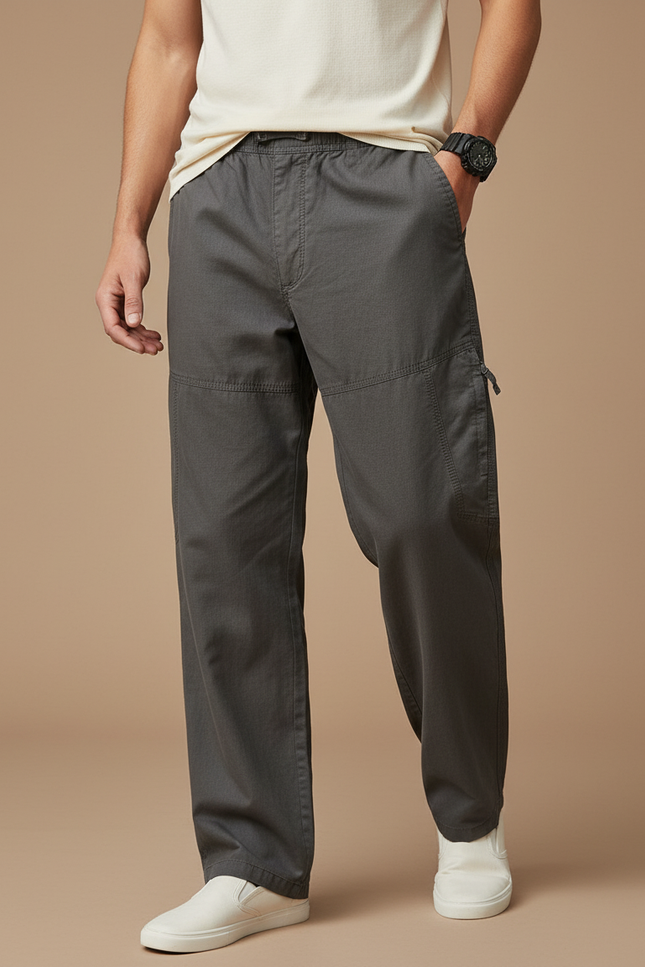 Pantalon Baggy Gris Coton Cargo Ample Homme