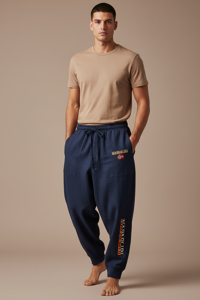Pantalon Baggy Bleu Marine Cordon Molleton Ample Homme
