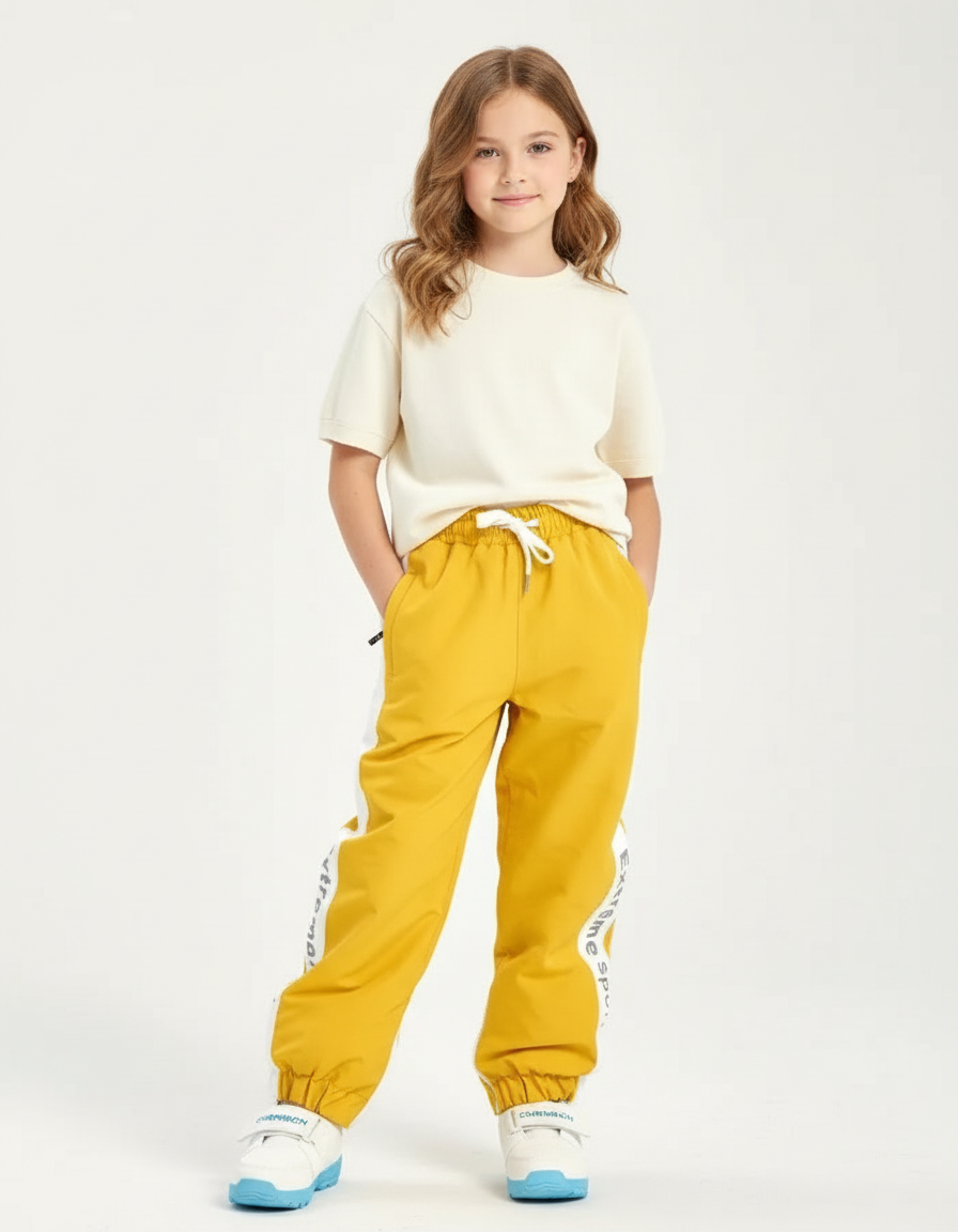 Pantalon Baggy Jaune Moutarde Ample Imperméable Enfant - Polyester