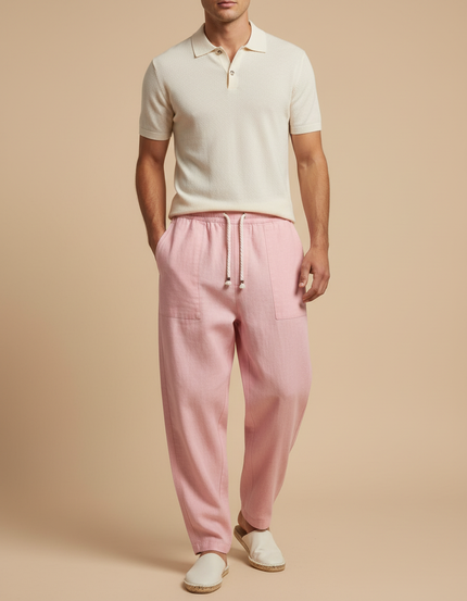 Pantalon Baggy Rose Lin Cordon Décontracté Homme