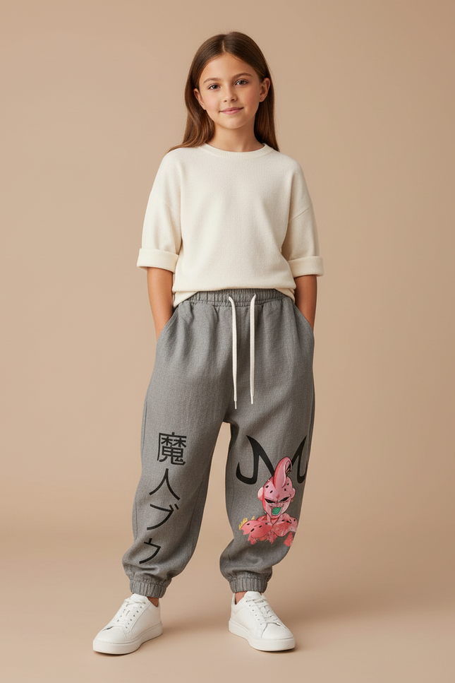 Pantalon Baggy Gris Coton Ample Majin Buu Fille