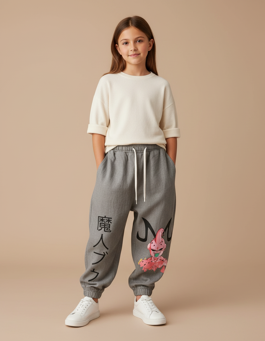 Pantalon Baggy Gris Coton Ample Majin Buu Fille