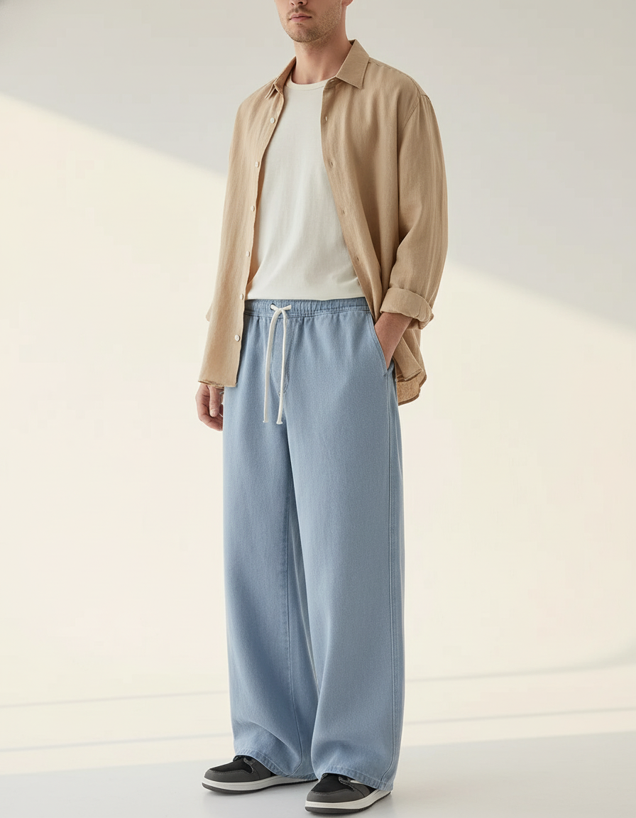 Pantalon Coupe Baggy - Bleu Jean
