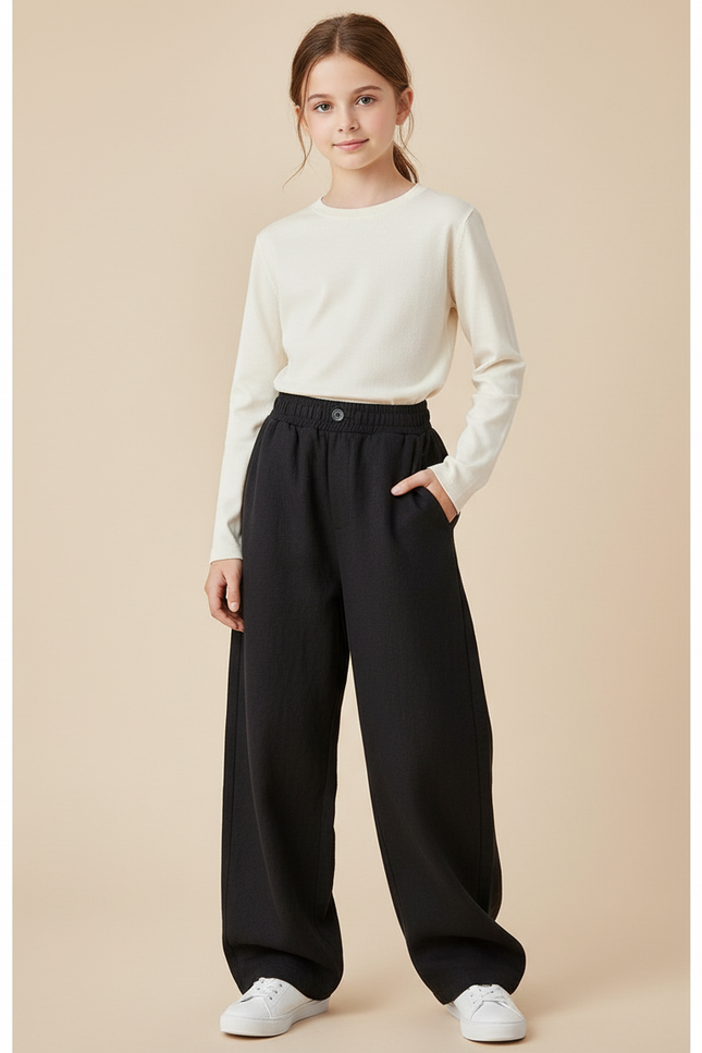 Pantalon Baggy Noir Ample Coton Enfant Fille - Lin
