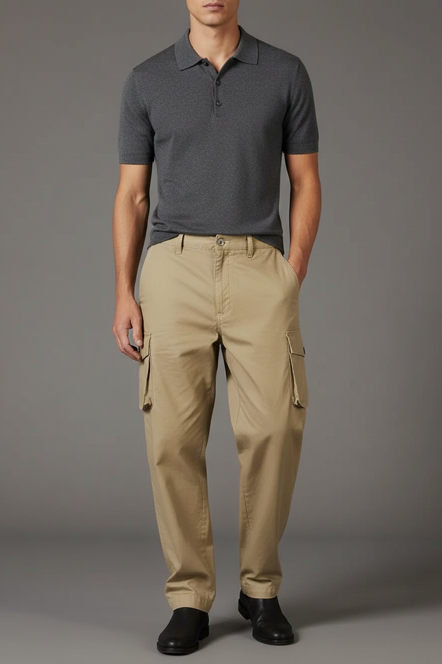 Pantalon Baggy Kaki Cargo Coton Ample Homme