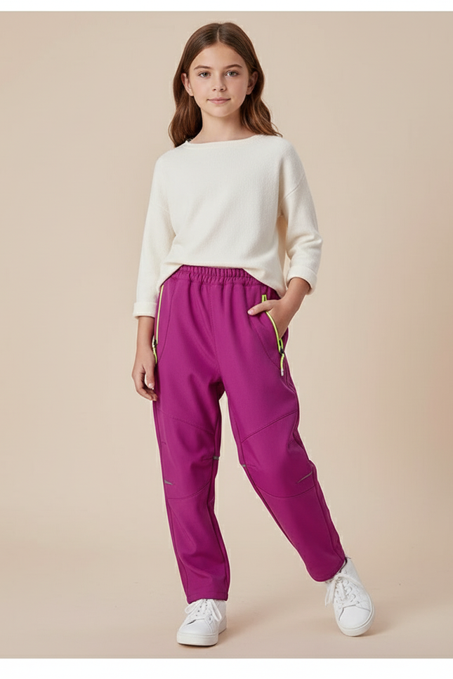 Pantalon Baggy Fuchsia Ample Sportif Fille - Rose Polyester