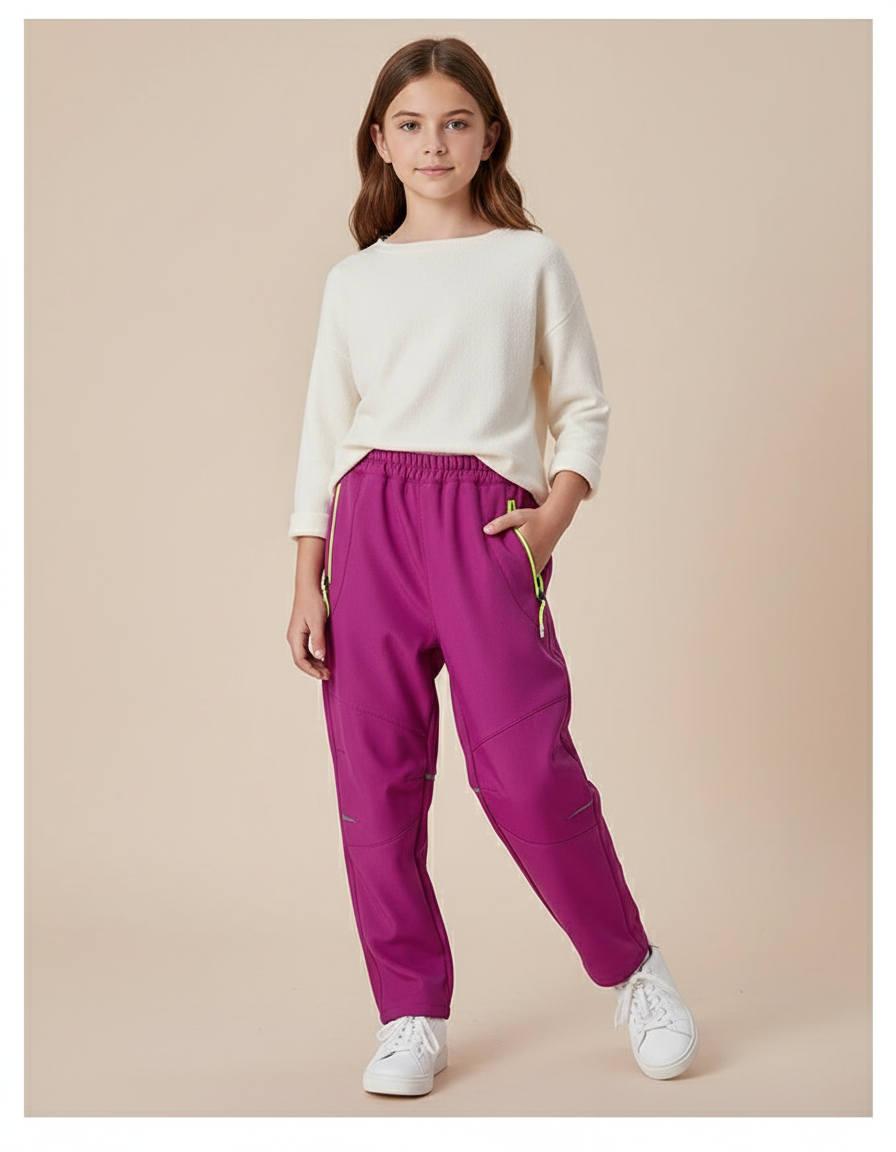 Pantalon Baggy Fuchsia Ample Sportif Fille - Rose Polyester
