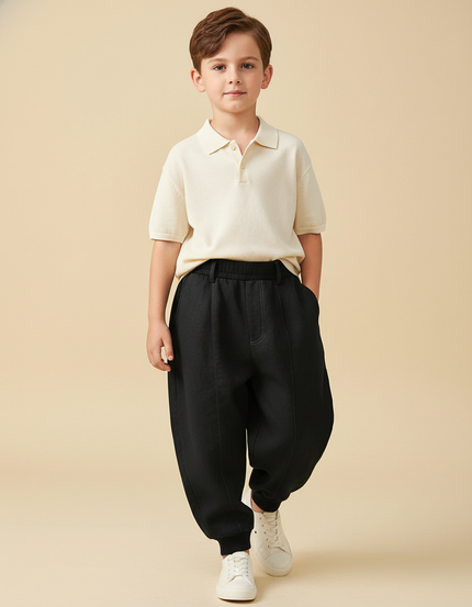 Pantalon Baggy Noir Ample Coton Élastique Enfant - Molleton