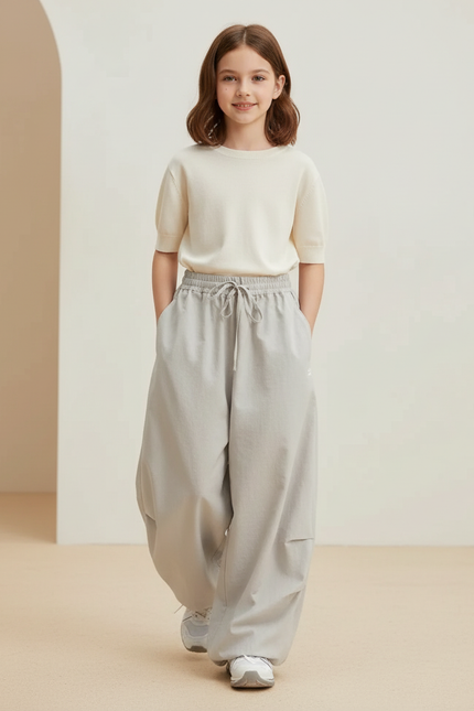 Pantalon Baggy Gris Ample Confortable Cordon Streetwear - Polyester