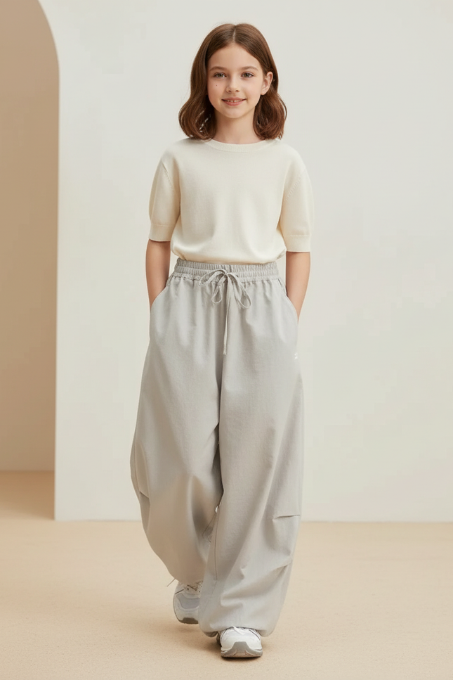 Pantalon Baggy Gris Ample Confortable Cordon Streetwear - Polyester