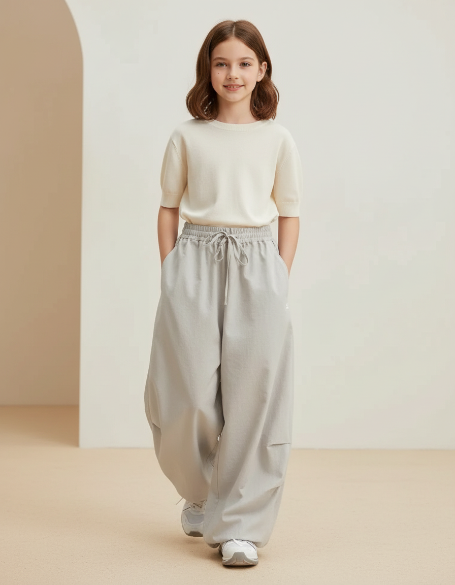 Pantalon Baggy Gris Ample Confortable Cordon Streetwear - Polyester