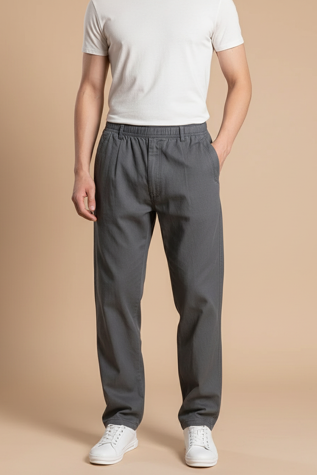 Pantalon Baggy Gris Coton Ample Élastique Homme