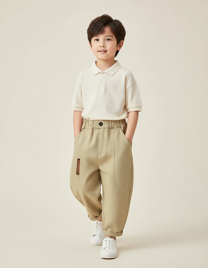 Pantalon Baggy Kaki Coton Ample Décontracté Enfant