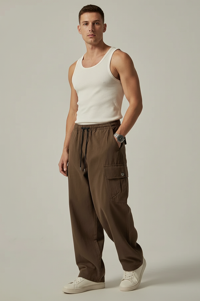 Pantaloni Militari Baggy - Marron Toile