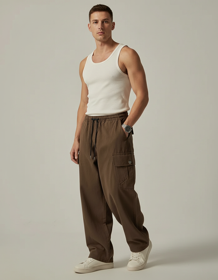 Pantaloni Militari Baggy - Marron Toile